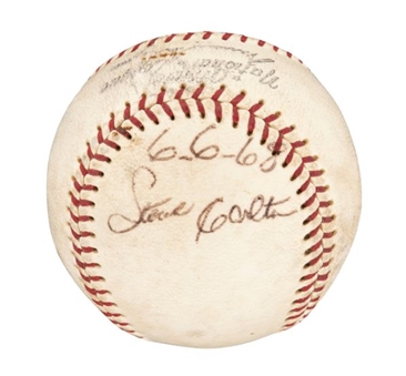 1968 Steve Carlton Game Used Signed and Inscribed Baseball - PSA/DNA